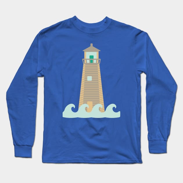 NAUTICAL OCEAN LIGHTHOUSE Coastal Seashore Waves - UnBlink Studio by Jackie Tahara Long Sleeve T-Shirt by UnBlink Studio by Jackie Tahara